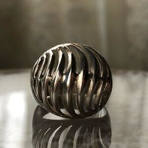 Vintage Sterling Silver Domed Openwork Band Ring